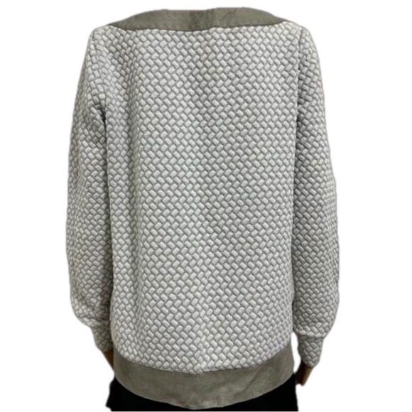 Tart Collections Annette Gray and Ivory Faux Leather Trim Lightweight Top - Picture 2 of 7